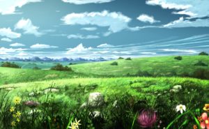 Download anime grass background HD