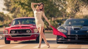 Top car and woman wallpaper HD Download