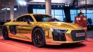 Download gold audi r8 wallpaper HD