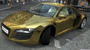 Download gold audi r8 wallpaper HD