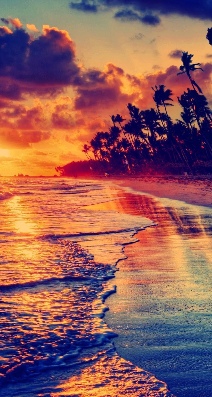 Download sunset beach phone wallpaper HD
