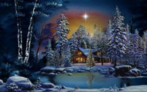 Download winter night scenes wallpaper HD