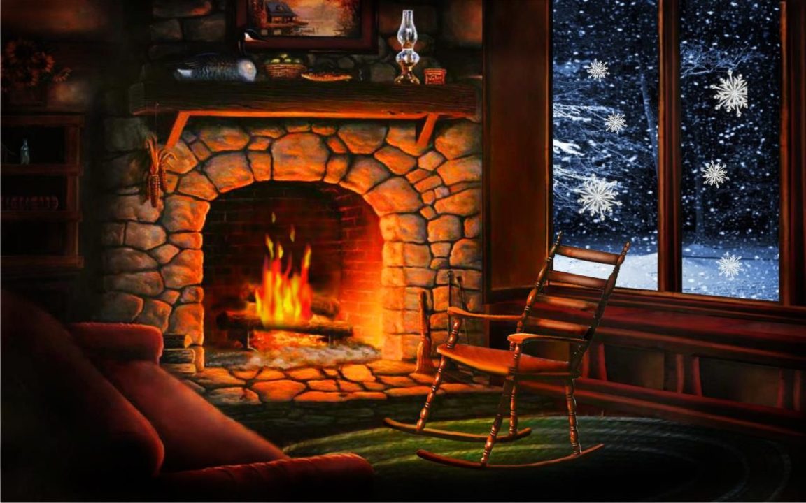 Download winter fireplace wallpaper HD