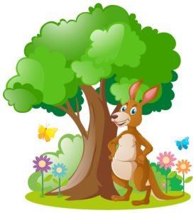 cartoon kangaroo forest background illustration royalty happy